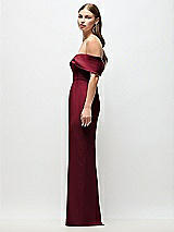 Side View Thumbnail - Burgundy Off-the-Shoulder Crepe Column Maxi Dress with Bow-Pinch Detail