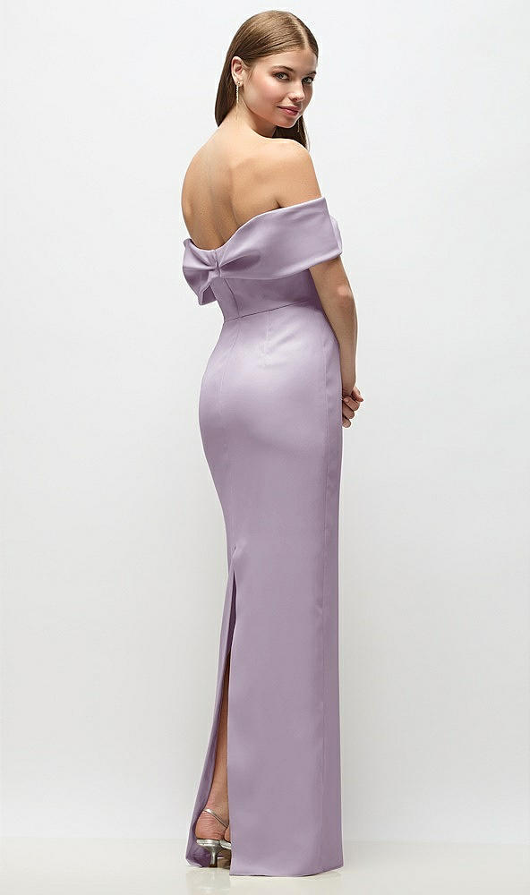 Back View - Lilac Haze Off-the-Shoulder Crepe Column Maxi Dress with Bow-Pinch Detail