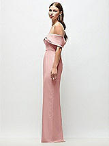 Side View Thumbnail - Rose Off-the-Shoulder Crepe Column Maxi Dress with Bow-Pinch Detail