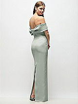 Rear View Thumbnail - Willow Green Off-the-Shoulder Crepe Column Maxi Dress with Bow-Pinch Detail