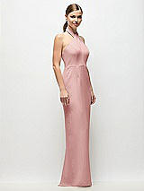 Side View Thumbnail - Rose Criss-Cross Halter Open-Back Crepe Column Maxi Dress