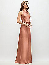 Side View Thumbnail - Copper Penny High Cowl Neck Open-Back Stretch Satin Bias Maxi Dress