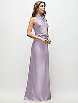 Side View Thumbnail - Lilac Haze High Cowl Neck Open-Back Stretch Satin Bias Maxi Dress