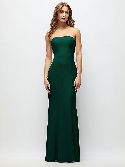 Strapless Fit and Flare Crepe Maxi Dress
