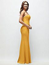 Side View Thumbnail - NYC Yellow Strapless Fit and Flare Crepe Maxi Dress