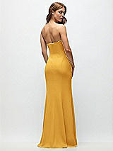 Rear View Thumbnail - NYC Yellow Strapless Fit and Flare Crepe Maxi Dress