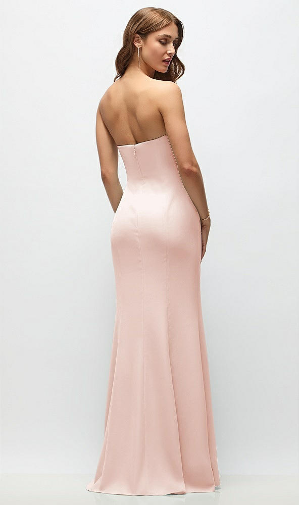Back View - Blush Strapless Fit and Flare Crepe Maxi Dress