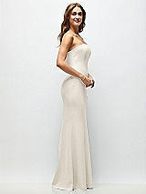 Side View Thumbnail - Ivory Strapless Fit and Flare Crepe Maxi Dress