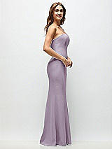 Side View Thumbnail - Lilac Haze Strapless Fit and Flare Crepe Maxi Dress