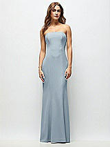 Front View Thumbnail - Mist Strapless Fit and Flare Crepe Maxi Dress