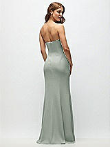 Rear View Thumbnail - Willow Green Strapless Fit and Flare Crepe Maxi Dress