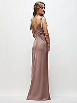 Rear View Thumbnail - Sienna Soft Cowl Neck Ruched Side Satin Bias Maxi Dress with Shoulder Bows