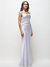 Front View Thumbnail - Silver Dove Soft Cowl Neck Ruched Side Satin Bias Maxi Dress with Shoulder Bows