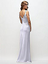 Rear View Thumbnail - Silver Dove Soft Cowl Neck Ruched Side Satin Bias Maxi Dress with Shoulder Bows