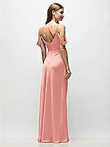 Rear View Thumbnail - Rose Off-the-Shoulder Swag Ruched Side Satin Bias Maxi Dress with Adjustable Spaghetti Straps