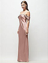 Side View Thumbnail - Neu Nude Asymmetrical Cuff Neck Stretch Satin Bias Maxi Dress with Adjustable Spaghetti Straps