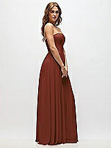 Side View Thumbnail - Auburn Moon Strapless Basque Drop Waist Chiffon Maxi Dress with Shirred Skirt 