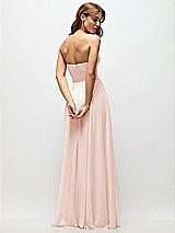 Rear View Thumbnail - Blush Strapless Basque Drop Waist Chiffon Maxi Dress with Shirred Skirt