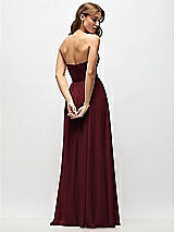Rear View Thumbnail - Cabernet Strapless Basque Drop Waist Chiffon Maxi Dress with Shirred Skirt 