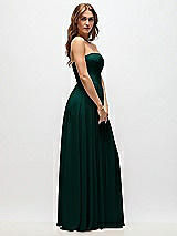 Side View Thumbnail - Evergreen Strapless Basque Drop Waist Chiffon Maxi Dress with Shirred Skirt 