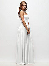 Side View Thumbnail - White Strapless Basque Drop Waist Chiffon Maxi Dress with Shirred Skirt 