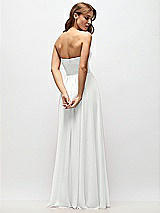 Rear View Thumbnail - White Strapless Basque Drop Waist Chiffon Maxi Dress with Shirred Skirt 