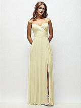 Front View Thumbnail - Butter Yellow Wrap Bodice Chiffon Maxi Dress with Adjustable Spaghetti Straps
