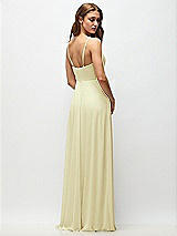 Rear View Thumbnail - Butter Yellow Wrap Bodice Chiffon Maxi Dress with Adjustable Spaghetti Straps