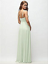 Rear View Thumbnail - Mint Green Wrap Bodice Chiffon Maxi Dress with Adjustable Spaghetti Straps