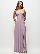 Front View Thumbnail - Suede Rose Wrap Bodice Chiffon Maxi Dress with Adjustable Spaghetti Straps