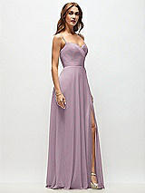 Side View Thumbnail - Suede Rose Wrap Bodice Chiffon Maxi Dress with Adjustable Spaghetti Straps