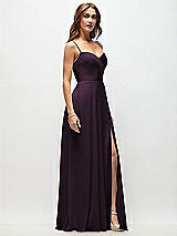 Side View Thumbnail - Aubergine Wrap Bodice Chiffon Maxi Dress with Adjustable Spaghetti Straps