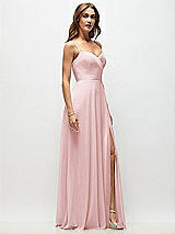 Side View Thumbnail - Ballet Pink Wrap Bodice Chiffon Maxi Dress with Adjustable Spaghetti Straps