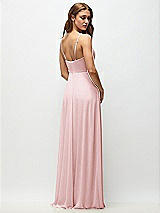 Rear View Thumbnail - Ballet Pink Wrap Bodice Chiffon Maxi Dress with Adjustable Spaghetti Straps