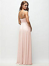 Rear View Thumbnail - Blush Wrap Bodice Chiffon Maxi Dress with Adjustable Spaghetti Straps