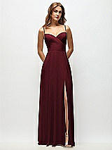 Front View Thumbnail - Cabernet Wrap Bodice Chiffon Maxi Dress with Adjustable Spaghetti Straps