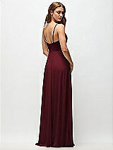 Rear View Thumbnail - Cabernet Wrap Bodice Chiffon Maxi Dress with Adjustable Spaghetti Straps