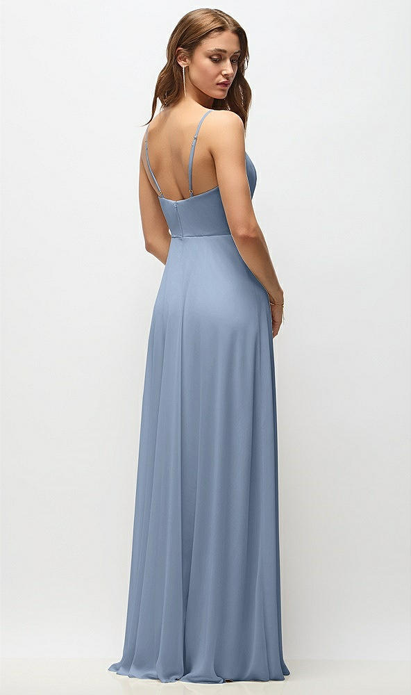 Back View - Cloudy Wrap Bodice Chiffon Maxi Dress with Adjustable Spaghetti Straps