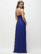 Rear View Thumbnail - Cobalt Blue Wrap Bodice Chiffon Maxi Dress with Adjustable Spaghetti Straps
