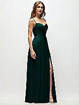 Side View Thumbnail - Evergreen Wrap Bodice Chiffon Maxi Dress with Adjustable Spaghetti Straps