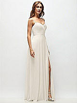 Side View Thumbnail - Ivory Wrap Bodice Chiffon Maxi Dress with Adjustable Spaghetti Straps