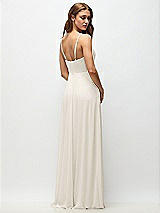 Rear View Thumbnail - Ivory Wrap Bodice Chiffon Maxi Dress with Adjustable Spaghetti Straps
