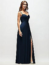 Side View Thumbnail - Midnight Navy Wrap Bodice Chiffon Maxi Dress with Adjustable Spaghetti Straps