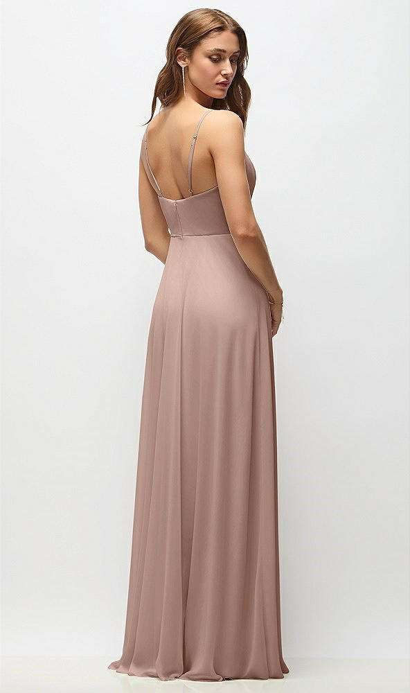 Back View - Neu Nude Wrap Bodice Chiffon Maxi Dress with Adjustable Spaghetti Straps
