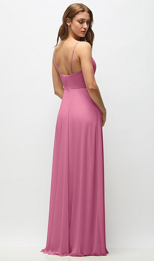 Back View - Orchid Pink Wrap Bodice Chiffon Maxi Dress with Adjustable Spaghetti Straps