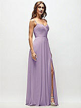 Side View Thumbnail - Pale Purple Wrap Bodice Chiffon Maxi Dress with Adjustable Spaghetti Straps