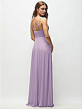 Rear View Thumbnail - Pale Purple Wrap Bodice Chiffon Maxi Dress with Adjustable Spaghetti Straps