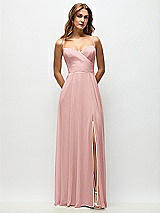 Front View Thumbnail - Rose Wrap Bodice Chiffon Maxi Dress with Adjustable Spaghetti Straps