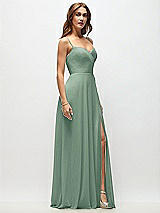 Side View Thumbnail - Seagrass Wrap Bodice Chiffon Maxi Dress with Adjustable Spaghetti Straps