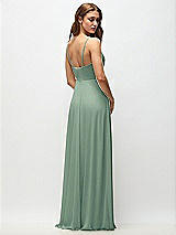 Rear View Thumbnail - Seagrass Wrap Bodice Chiffon Maxi Dress with Adjustable Spaghetti Straps